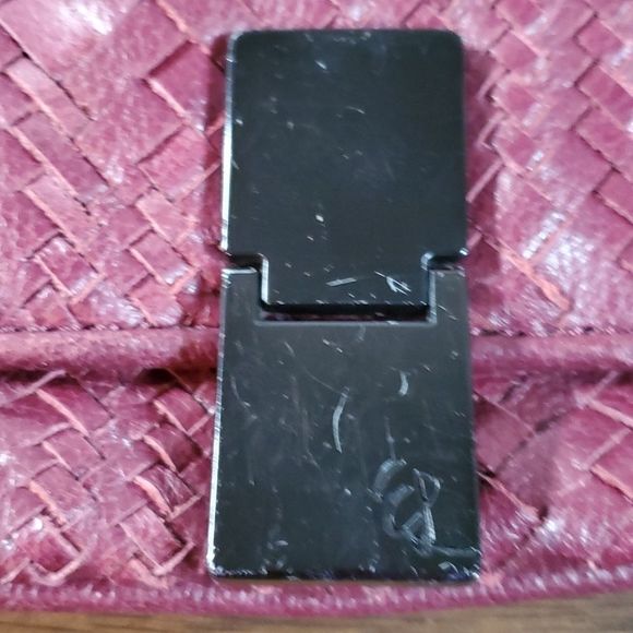 Elliot Lucca Burgundy Wine Colored Woven Leather Wristlet Bag Wallet - Picture 2 of 10